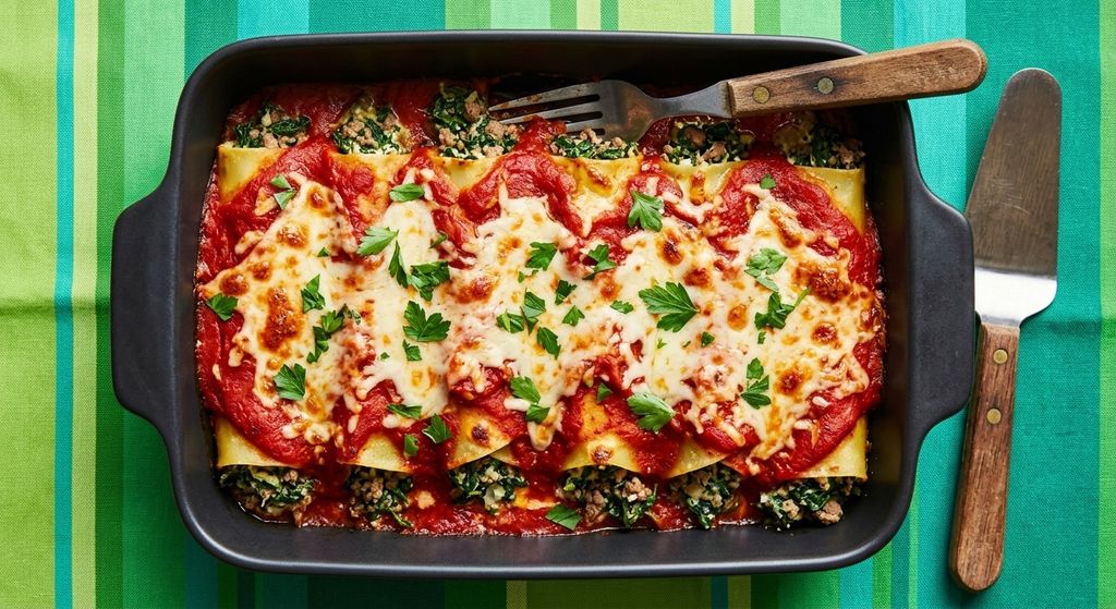 Spinach Beef Cannelloni (Manicotti)