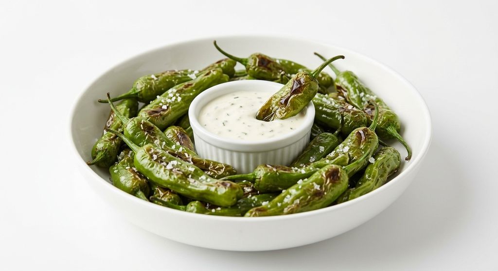 Blistered Shishito Peppers with the Best Dip