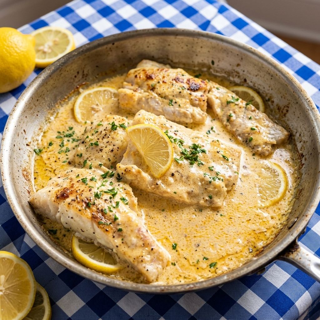 Baked Fish with Lemon Cream Sauce (One Baking Dish!)