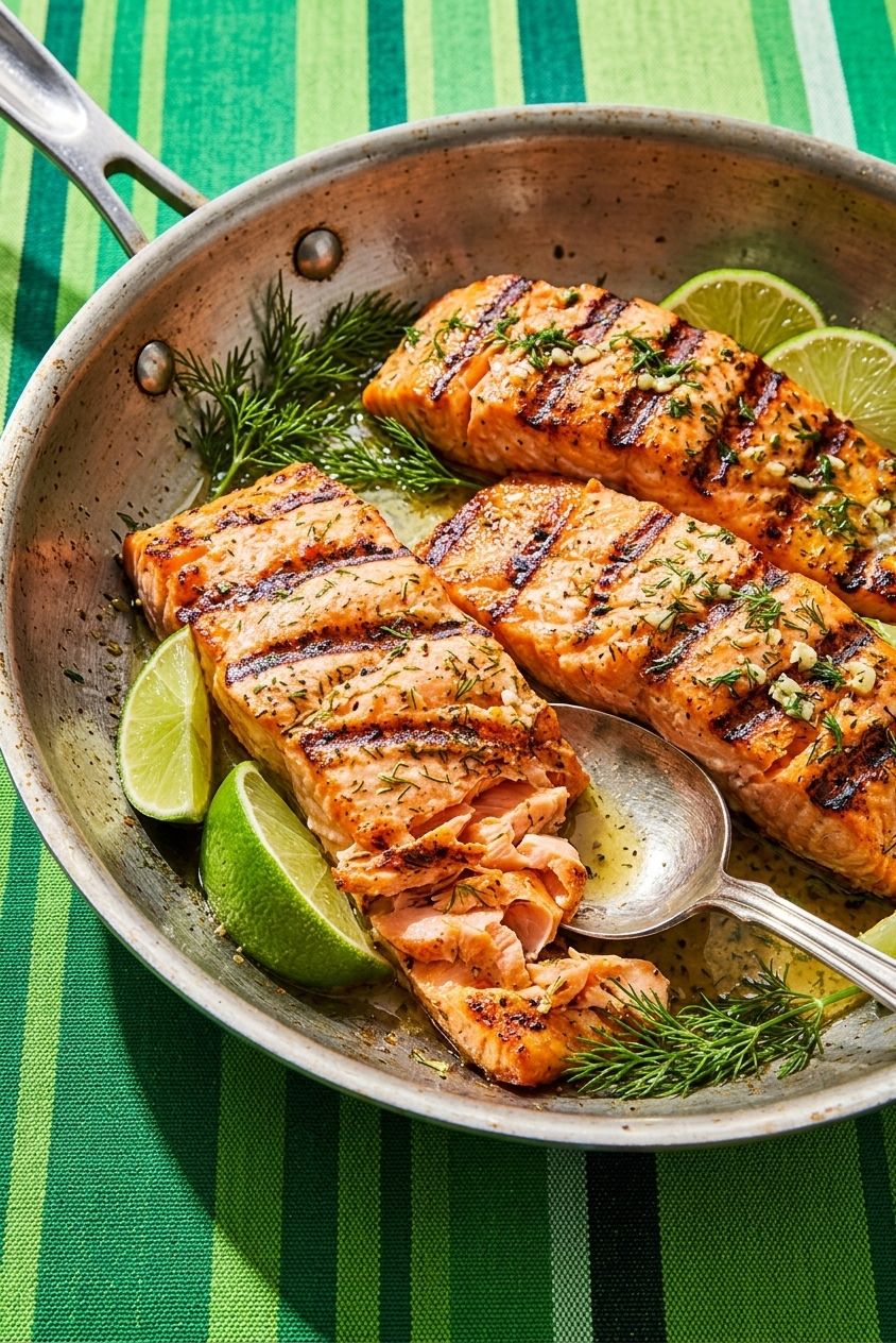 Grilled Salmon Recipe with Garlic Lime Butter