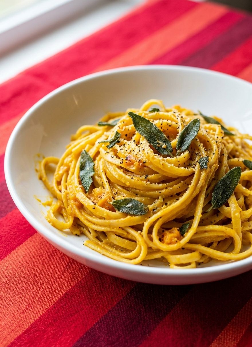 Creamy (vegan!) Butternut Squash Linguine with Fried Sage