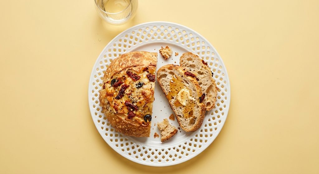 Crusty No-Knead Pizza Bread with Hot Honey Butter