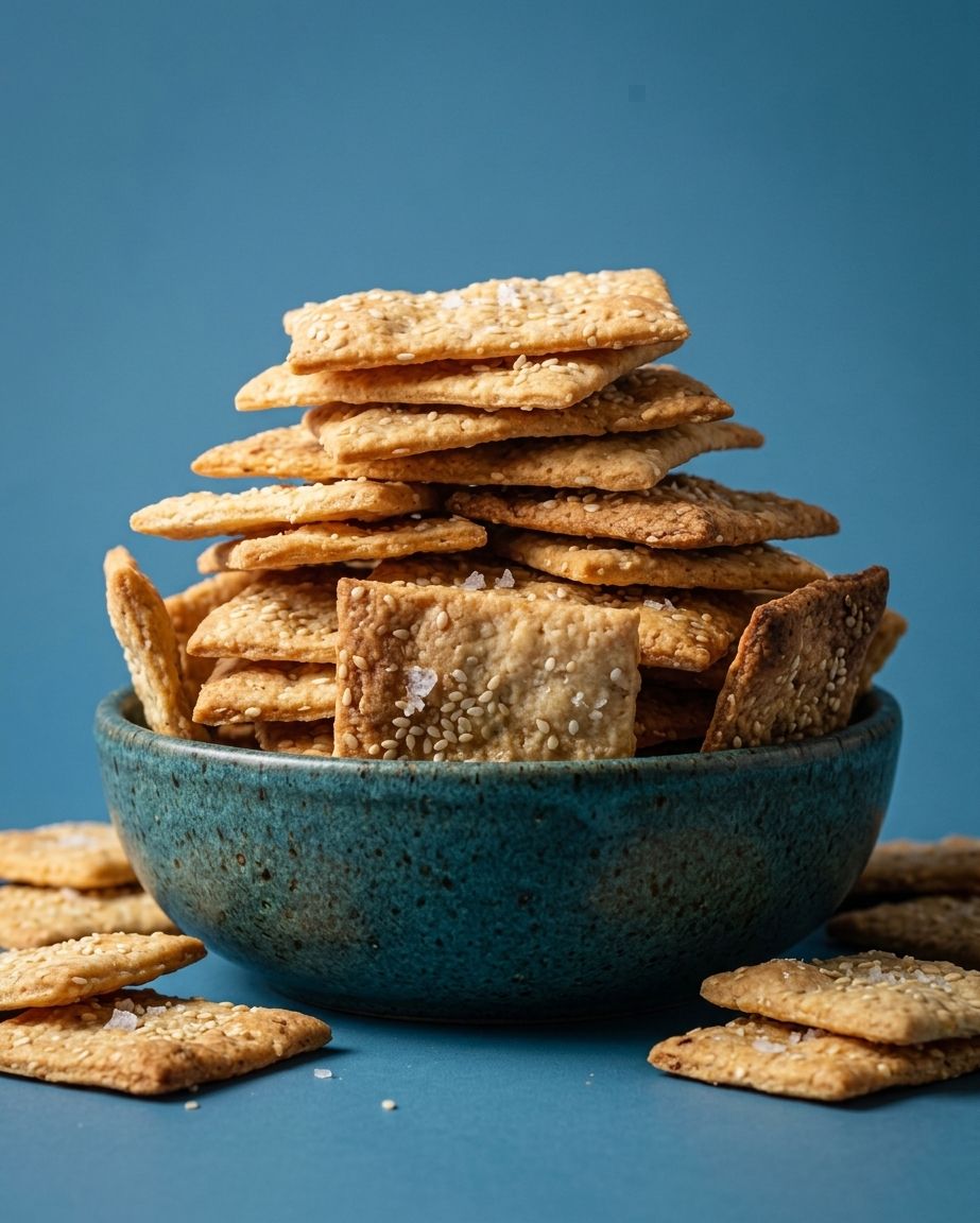 Homemade artisan crackers – sesame sea salt flavour
