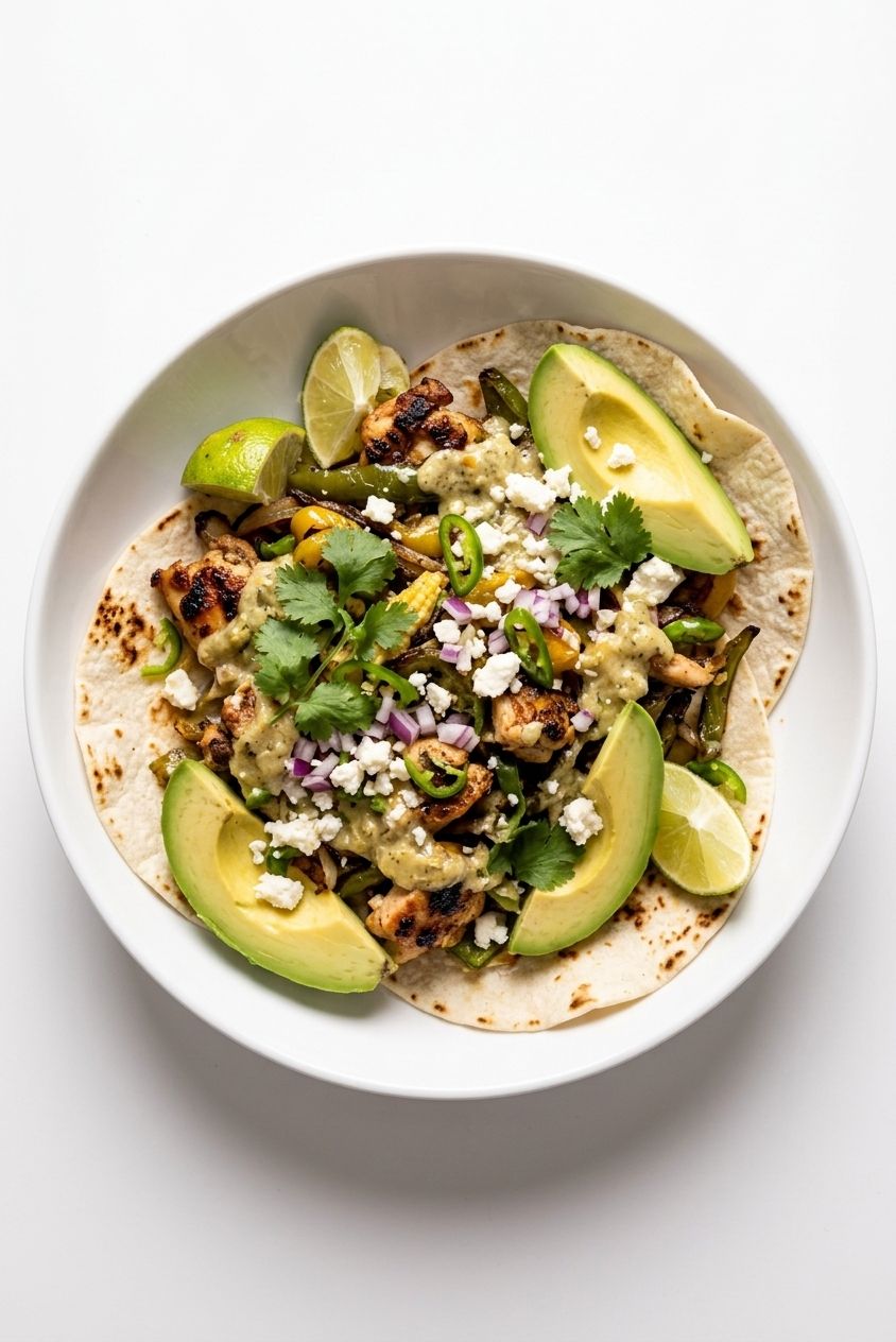 Skillet Creamy Green Chile Chicken Fajitas