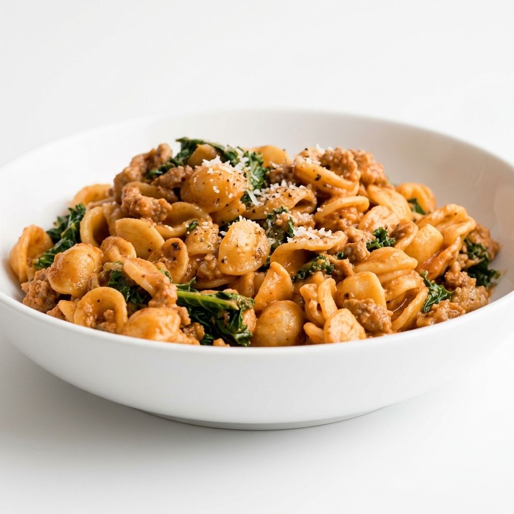 Orecchiette Sausage Pasta in Creamy Tomato Sauce
