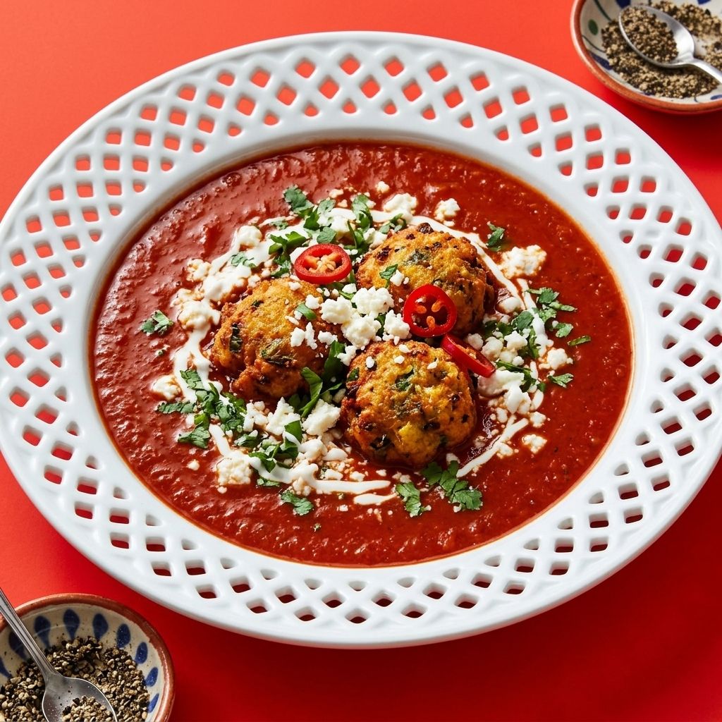 Sopa Tarasca (Pinto Bean Soup) with Jalapeño Corn Fritters