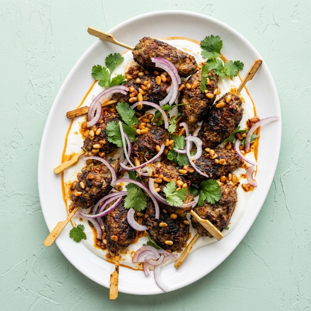 Lamb kofte with pilpelchuma pine nut oil
