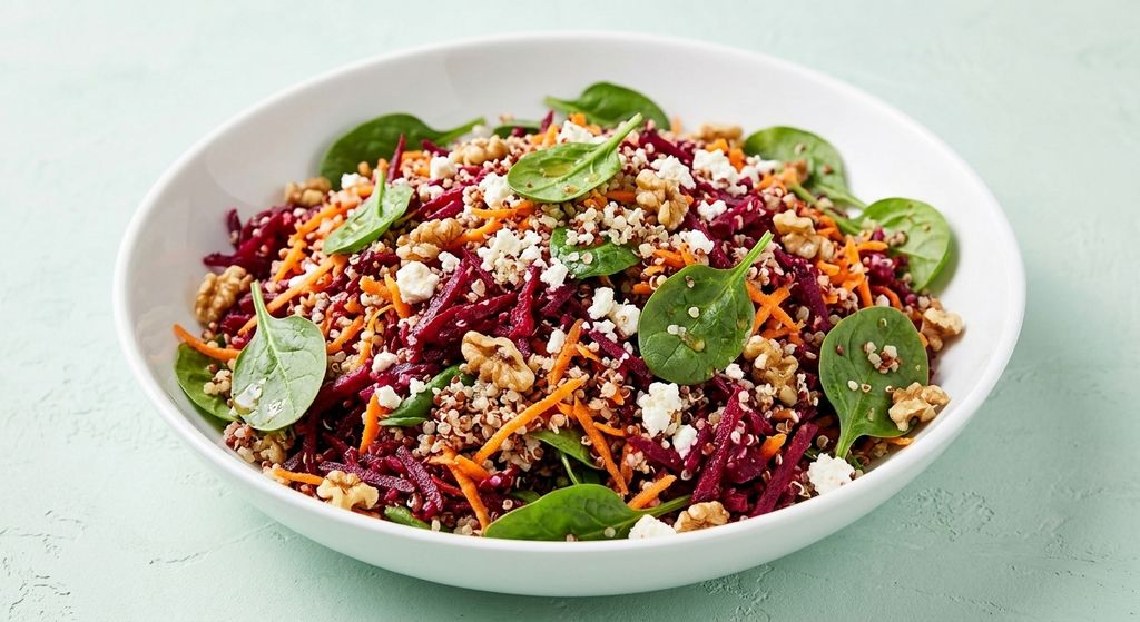 Colorful Beet Salad with Carrot, Quinoa & Spinach