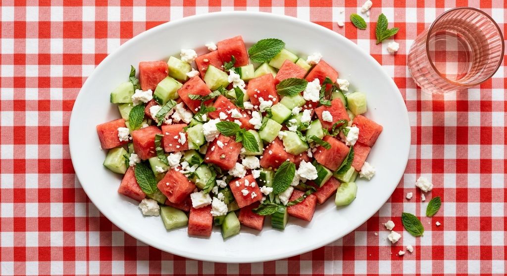 Watermelon Salad Recipe with Feta and Cucumber