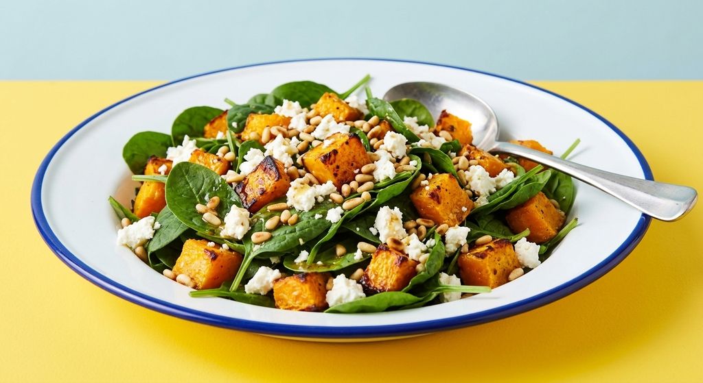 Roast Pumpkin, Spinach and Feta Salad